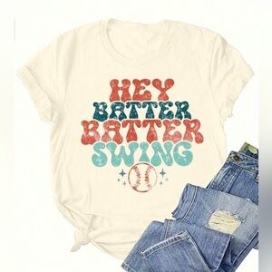 EUC! Woman’s Size XL Tan Baseball/Softball “Hey Batter Batter Swing” T-Shirt